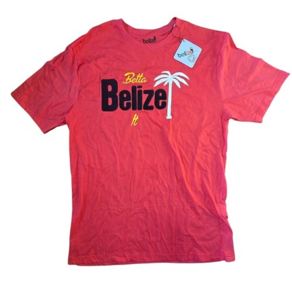 Belize Brand You Betta Belize It Palm Tree Red T-Shirt Size XL